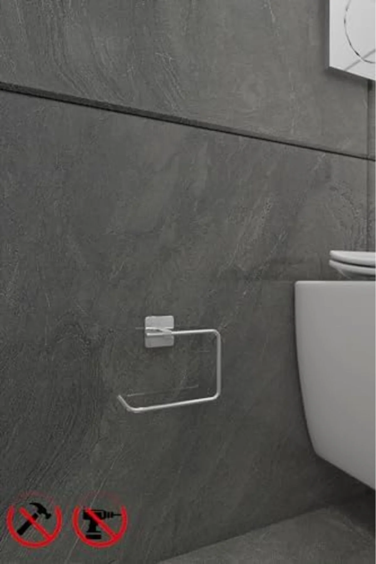 LuxShoping Banyo Kare Krom Yapışkanlı Açık Tuvalet Kağıtlığı Wc K