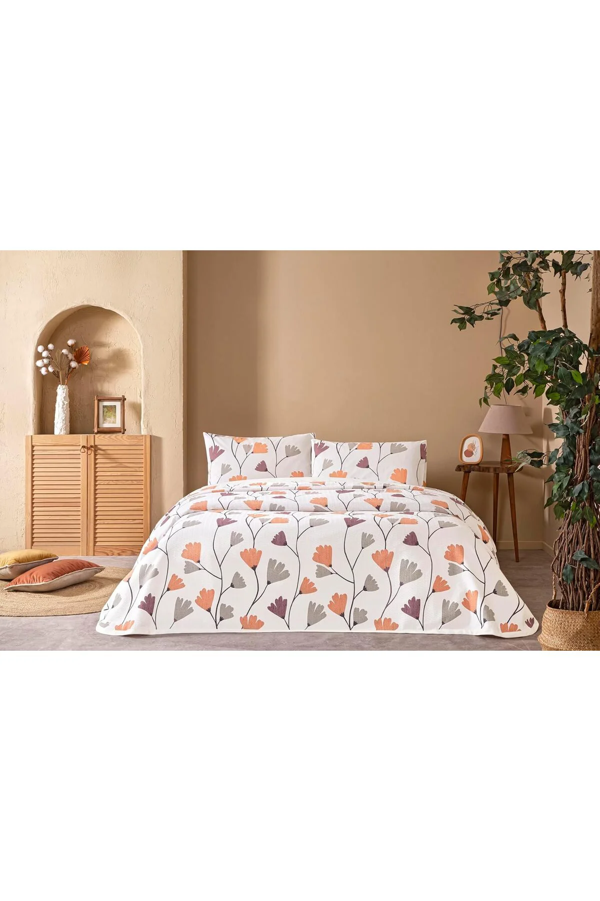 LuxShoping Baskılı Lassie Tek Kişilik Pike Takımı Kahverengi 1142