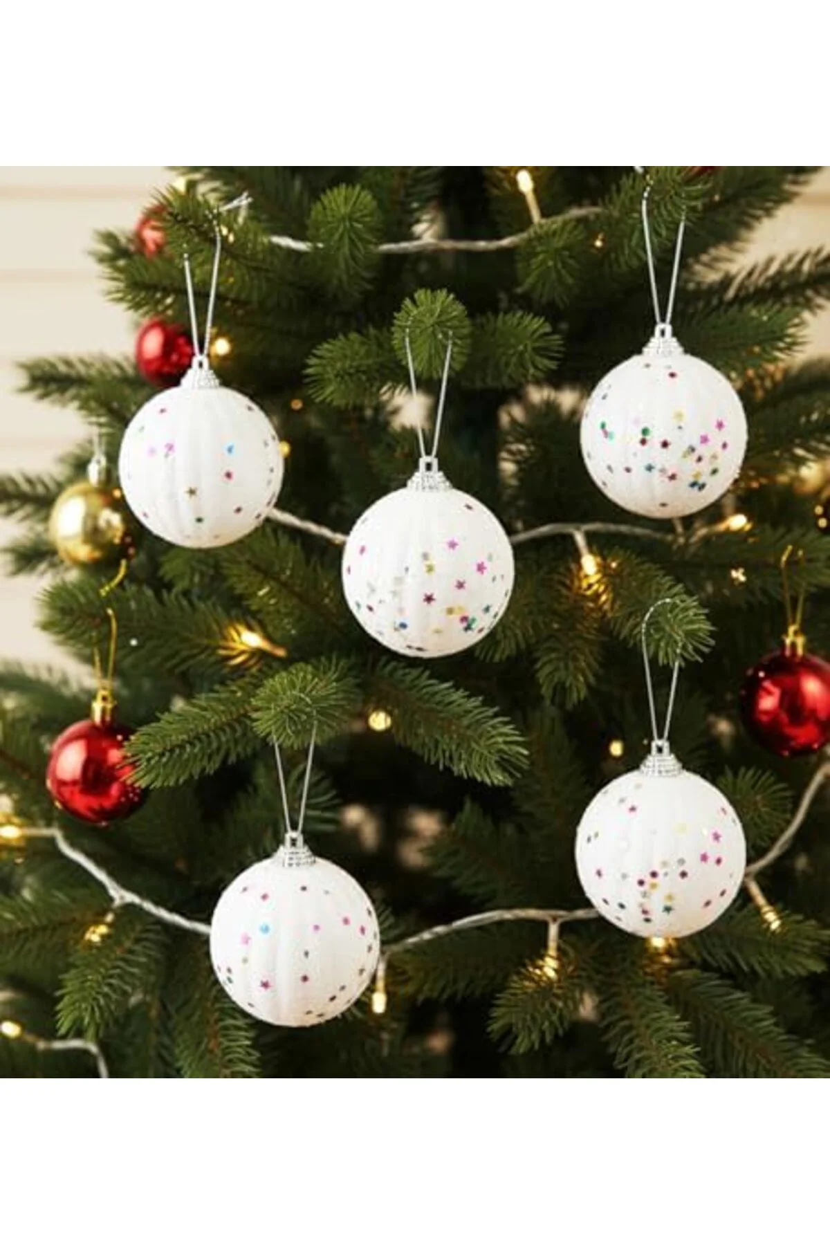 LuxShoping Beyaz Yılbaşı Ağaç Süsü Top Seti – 6 Adet 1142128