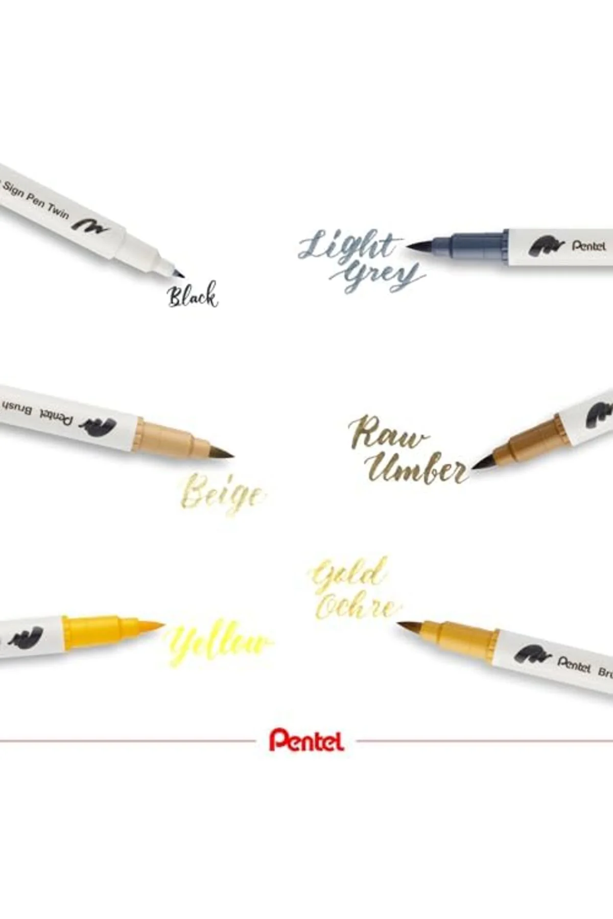 LuxShoping Brush Sing Pen Çift Taraflı Fırça Uçlu Kalem ALTIN 114