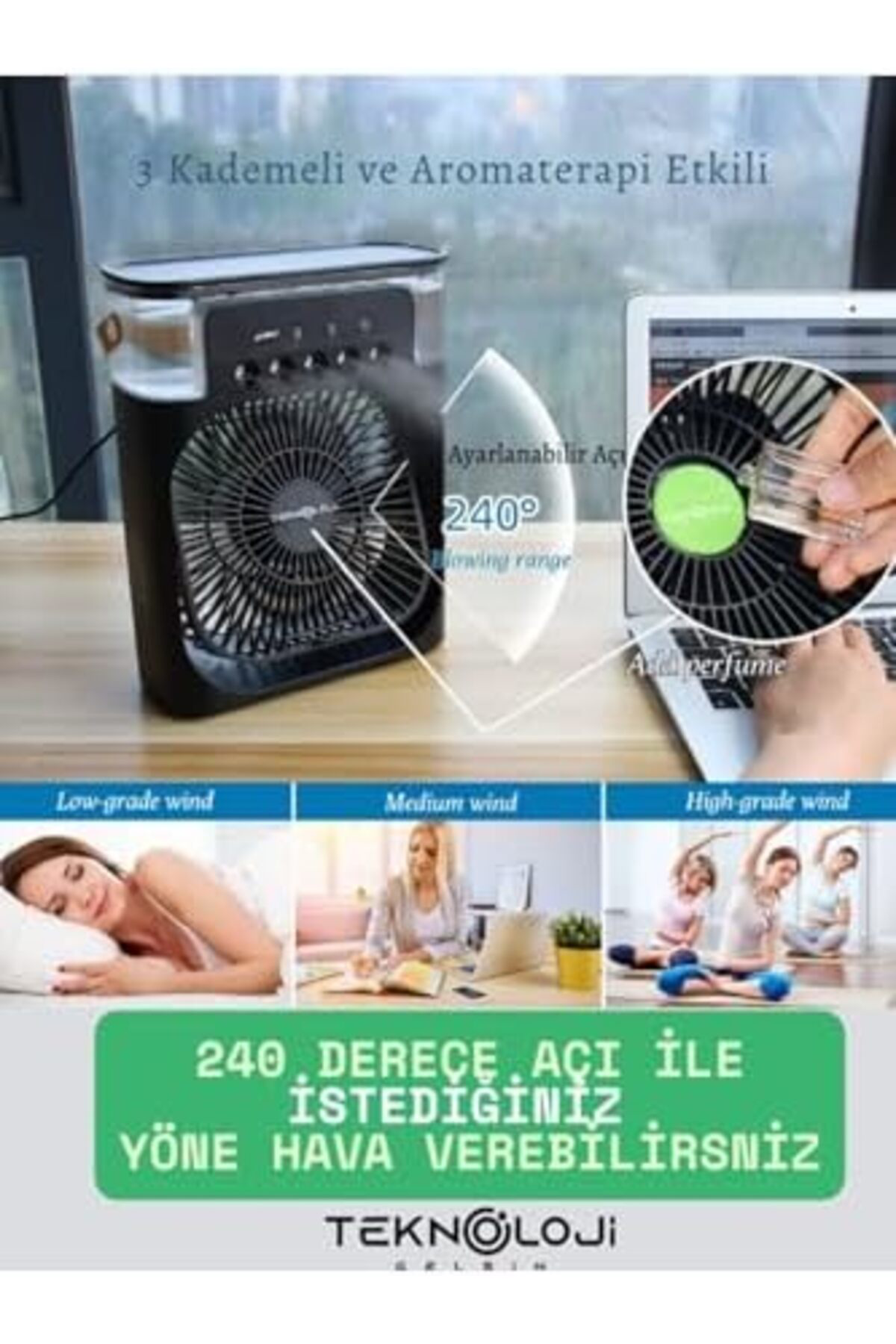 LuxShoping Buzlu Vantilatör Mini Fan 5 Spreyli Su Püskürtmeli 600