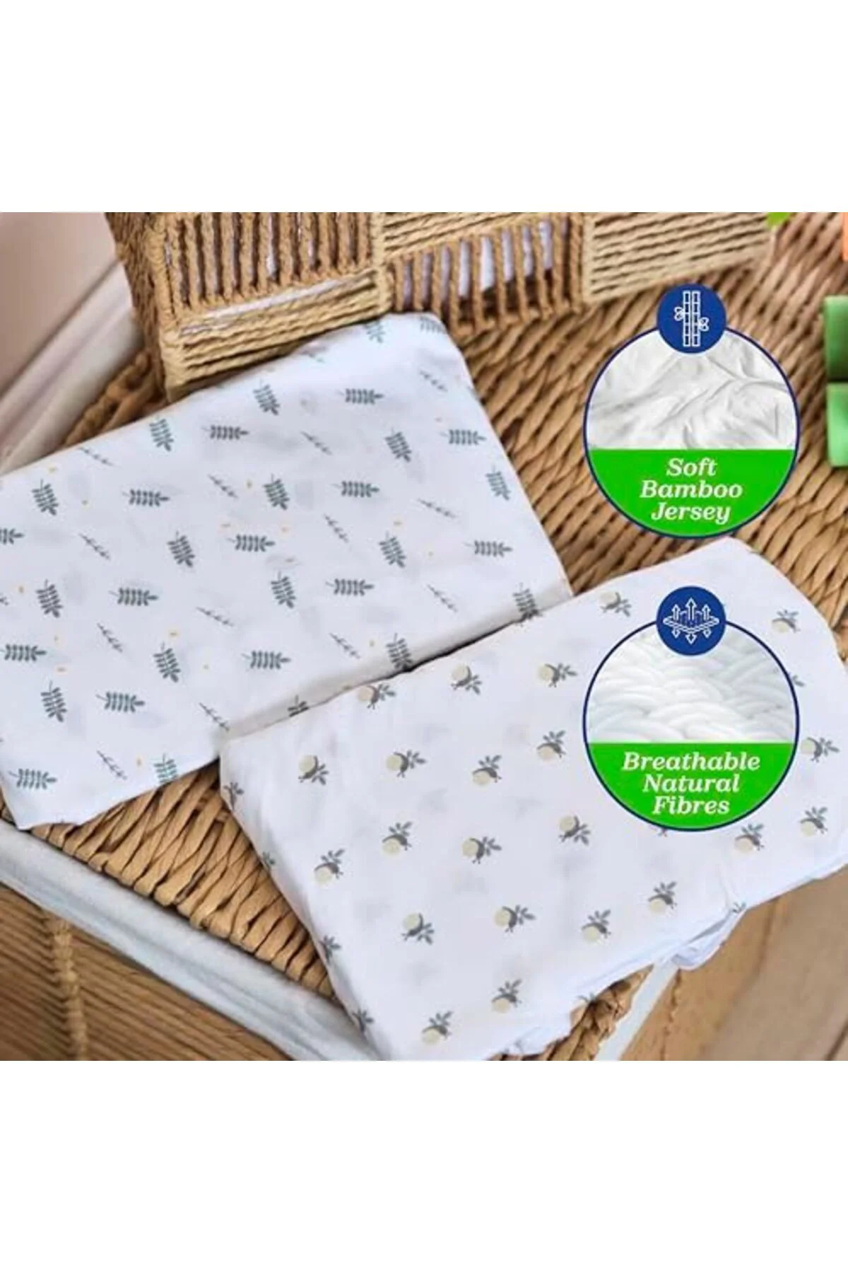 LuxShoping Çarşaf Bambu Set İki Parça Baby Hug Greenery 1142128