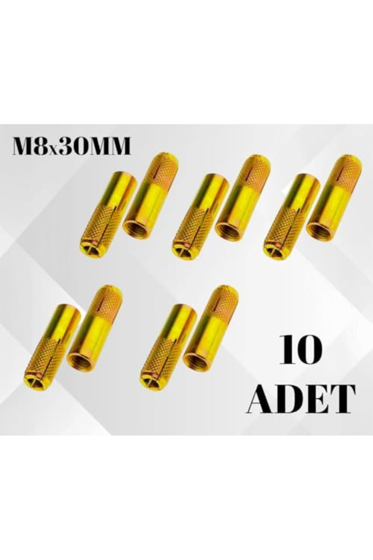 LuxShoping Çelik Dübel M8x30mm, Çelik Galvanizli Çakma Dübel, Duv