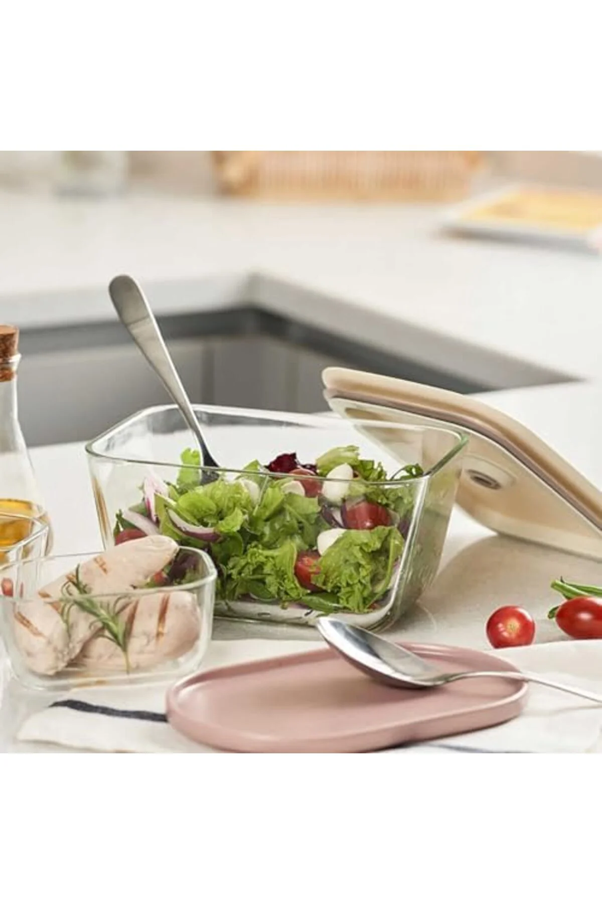 LuxShoping CLIK DİKDÖRTGEN SAKLAMA KABI 2600ML BEJ 1142128