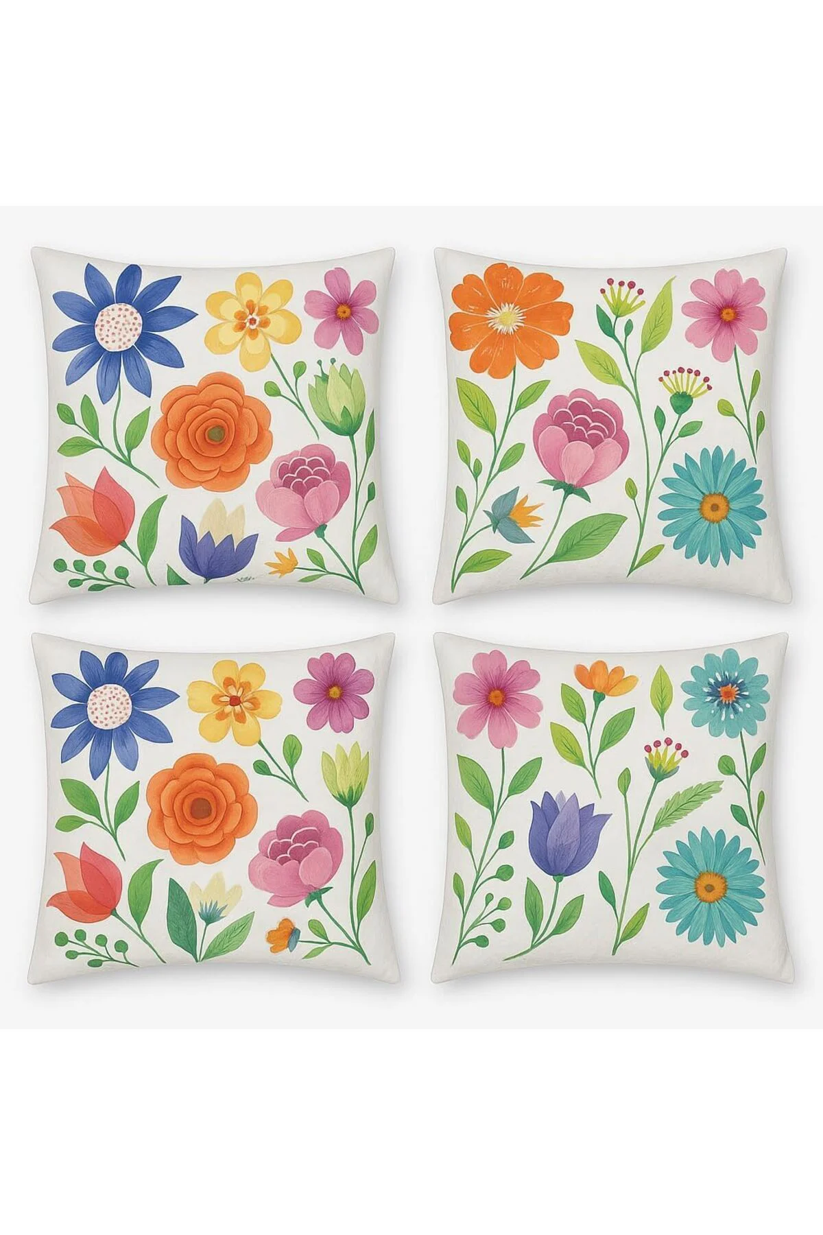 LuxShoping Dijital Baskı Çiçek Desenli Dekoratif Yastık Kılıfı 45