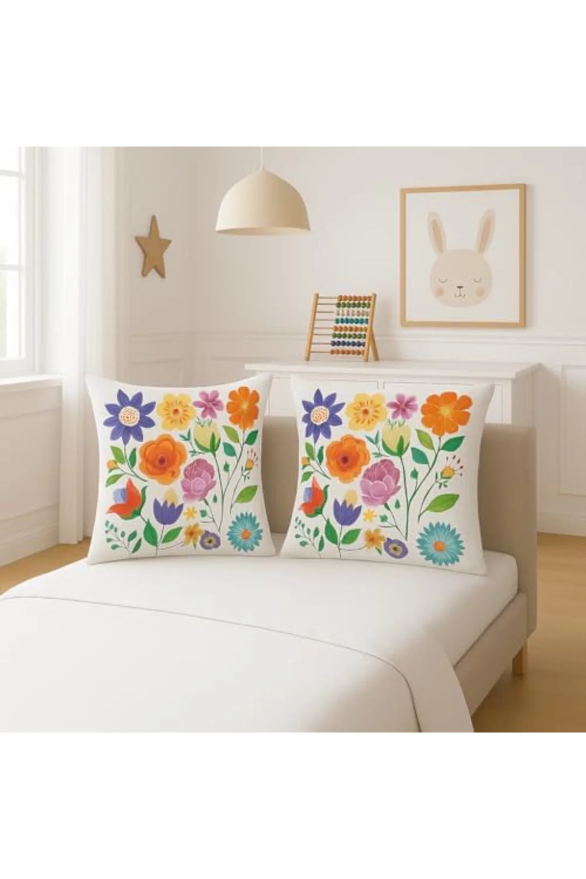 LuxShoping Dijital Baskı Çiçek Desenli Dekoratif Yastık Kılıfı 45