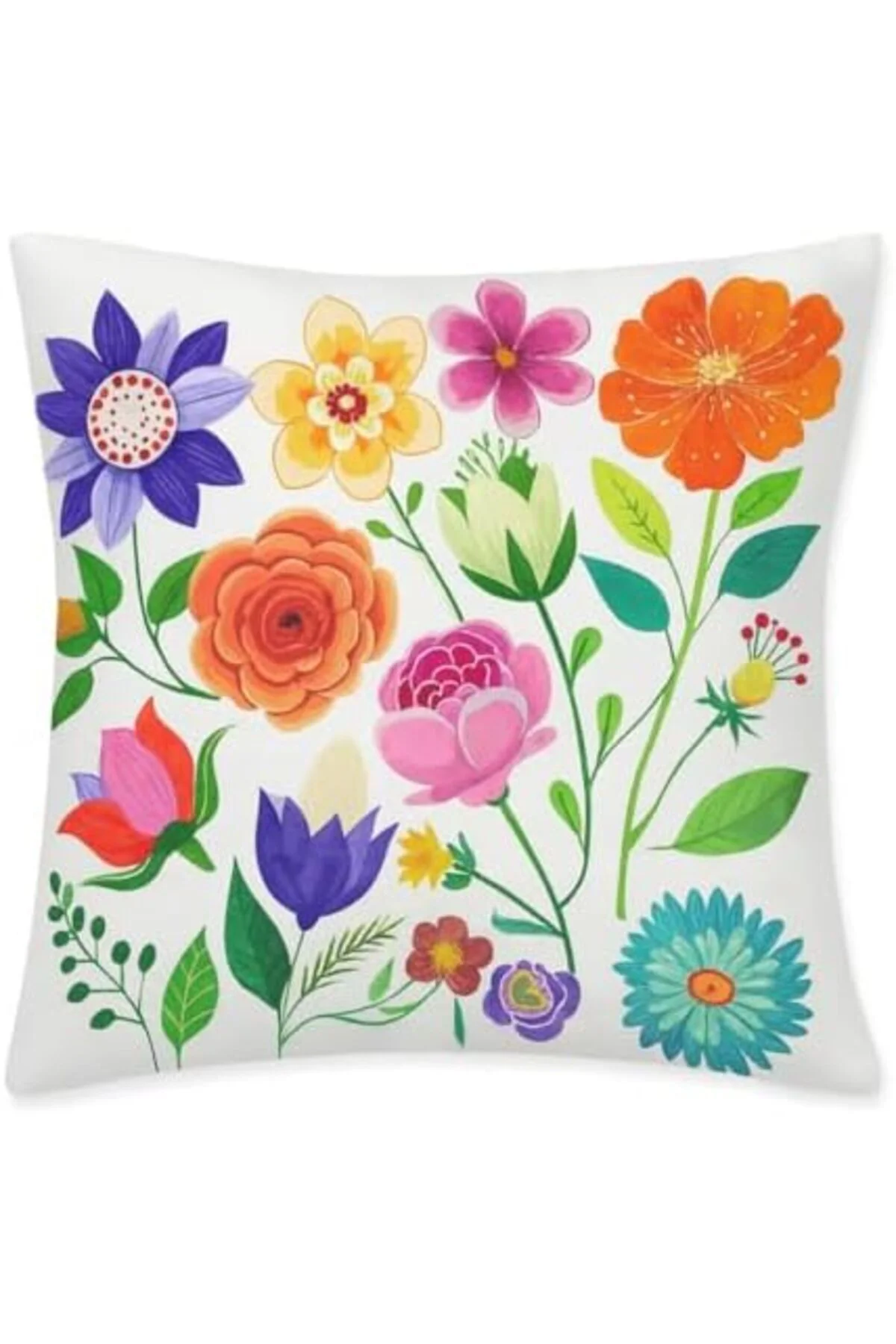 LuxShoping Dijital Baskı Çiçek Desenli Dekoratif Yastık Kılıfı 45