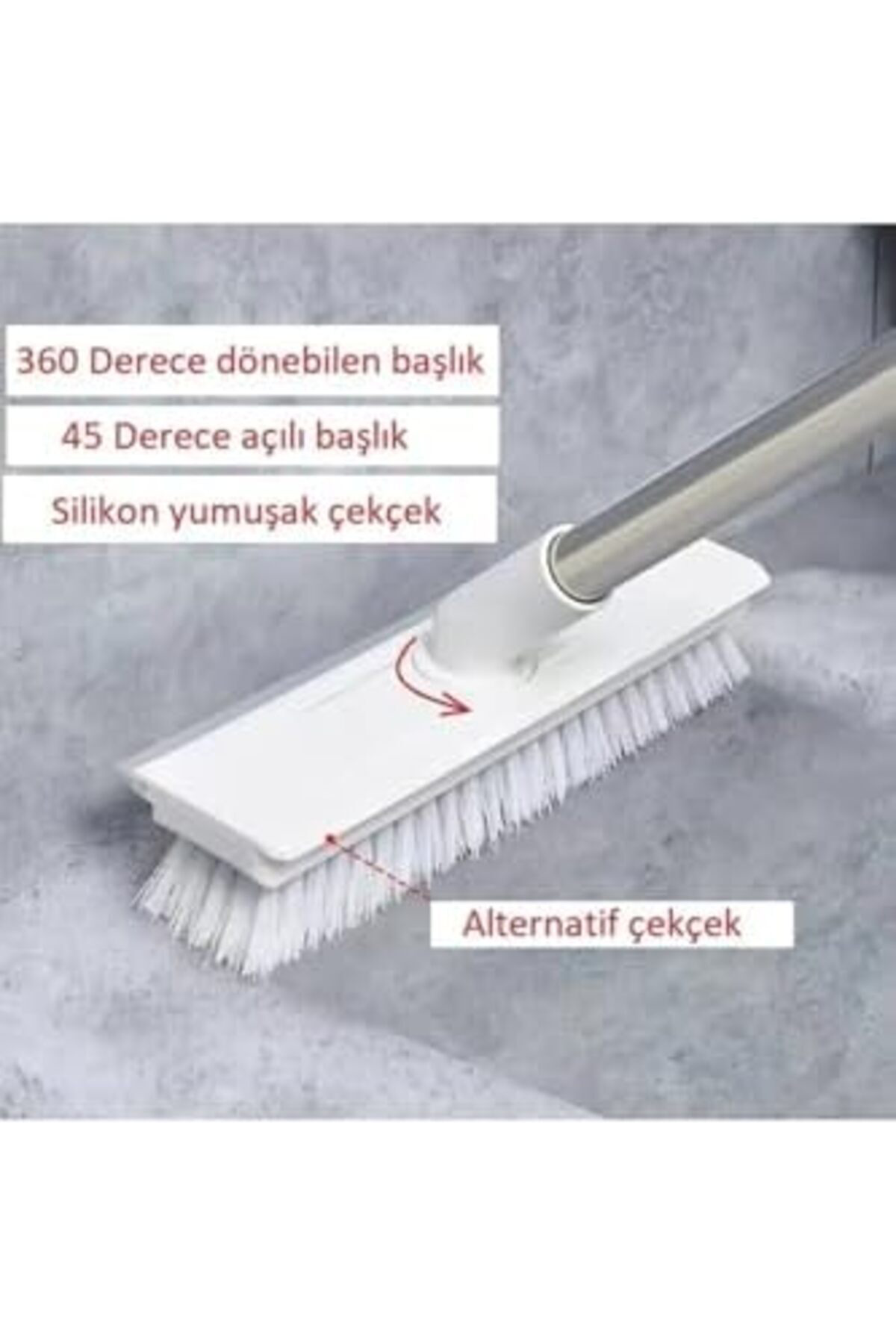 LuxShoping Döner Başlıklı Yer,Halı, Temizleme Ve Silme Fırçası (N