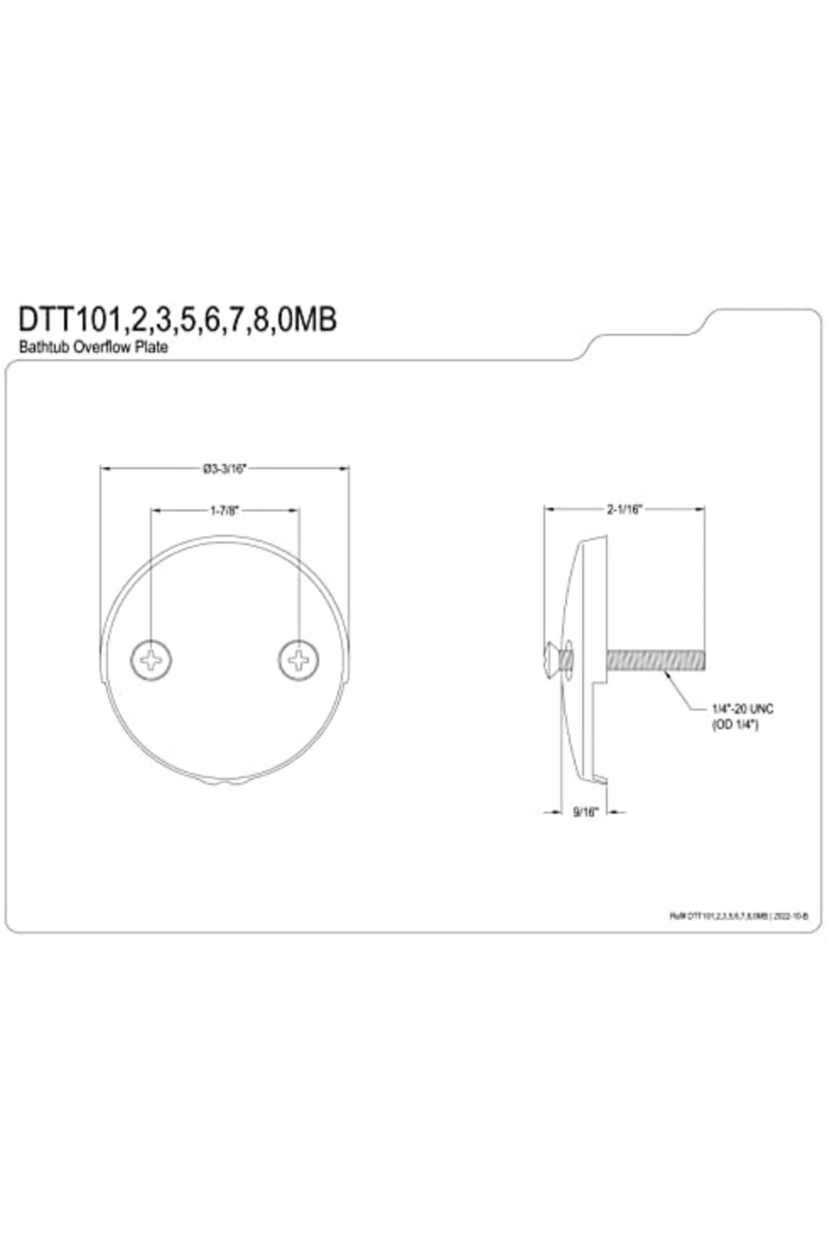 LuxShoping DTT105 Küvet Taşma Plakası, Yağ Ovuşturulmuş Bronz, Ya