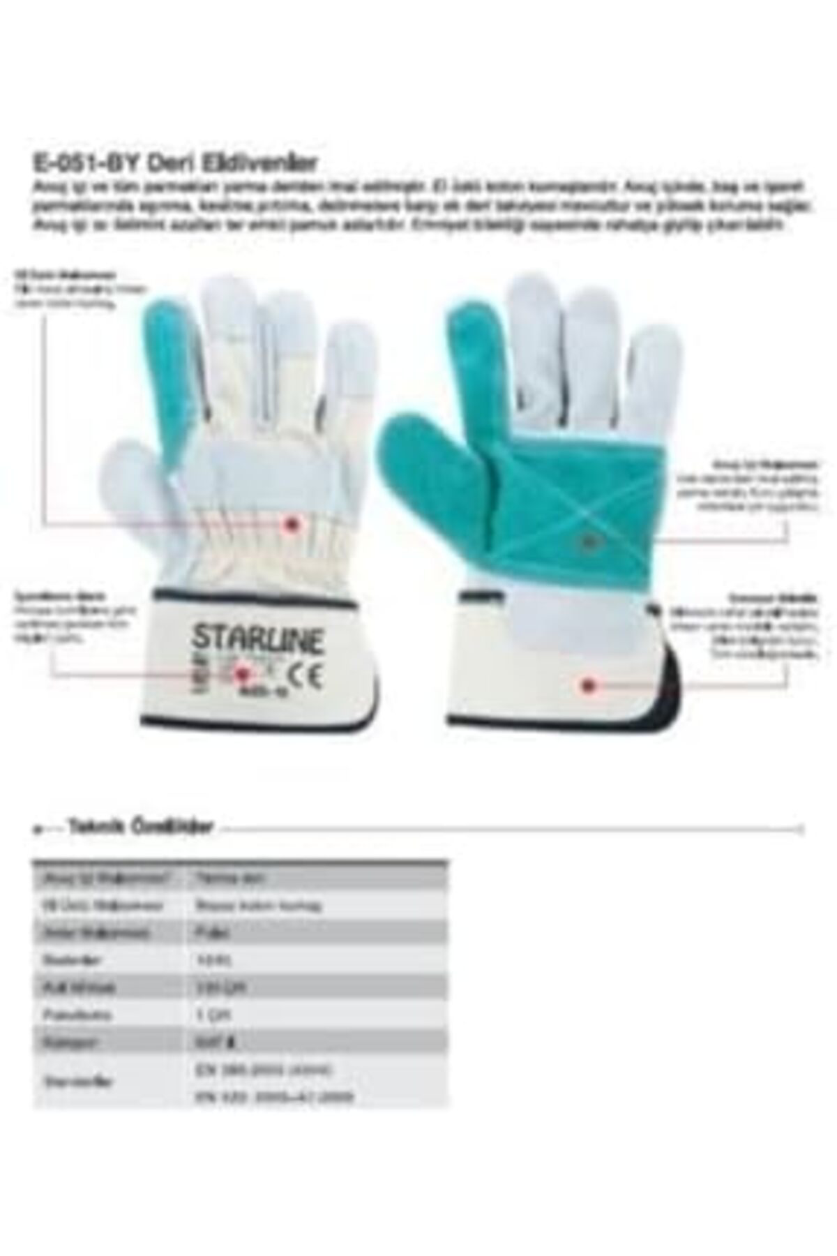 LuxShoping E-110192C-SR Yanmaz Deri İş Eldiveni 1142128