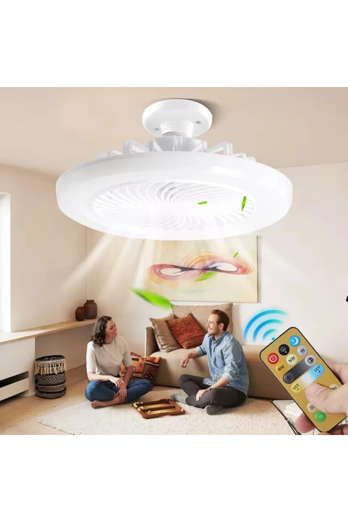 LuxShoping E27 LED Işıklı Sessiz Tavan Vantilatörü, Ayarlanabilir