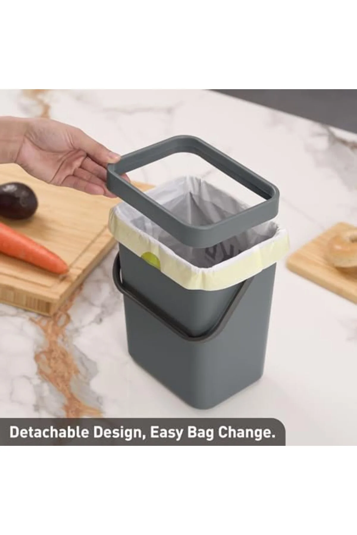 LuxShoping EKO Pure Mini Duvara Monte Kapaklı Mutfak Çöp Kovası, 