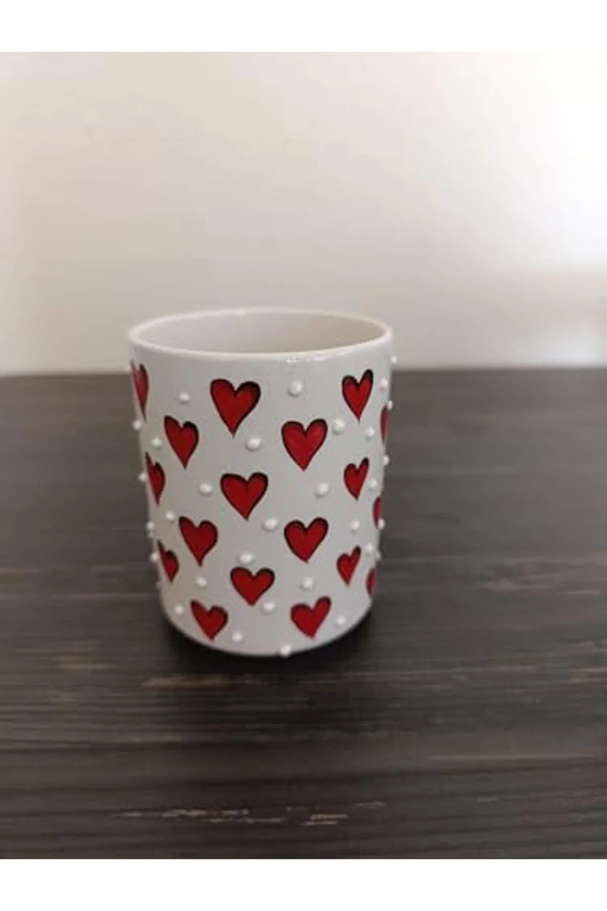 LuxShoping El yapımı kalp desenli 300ml kupa seramik bardak hand 