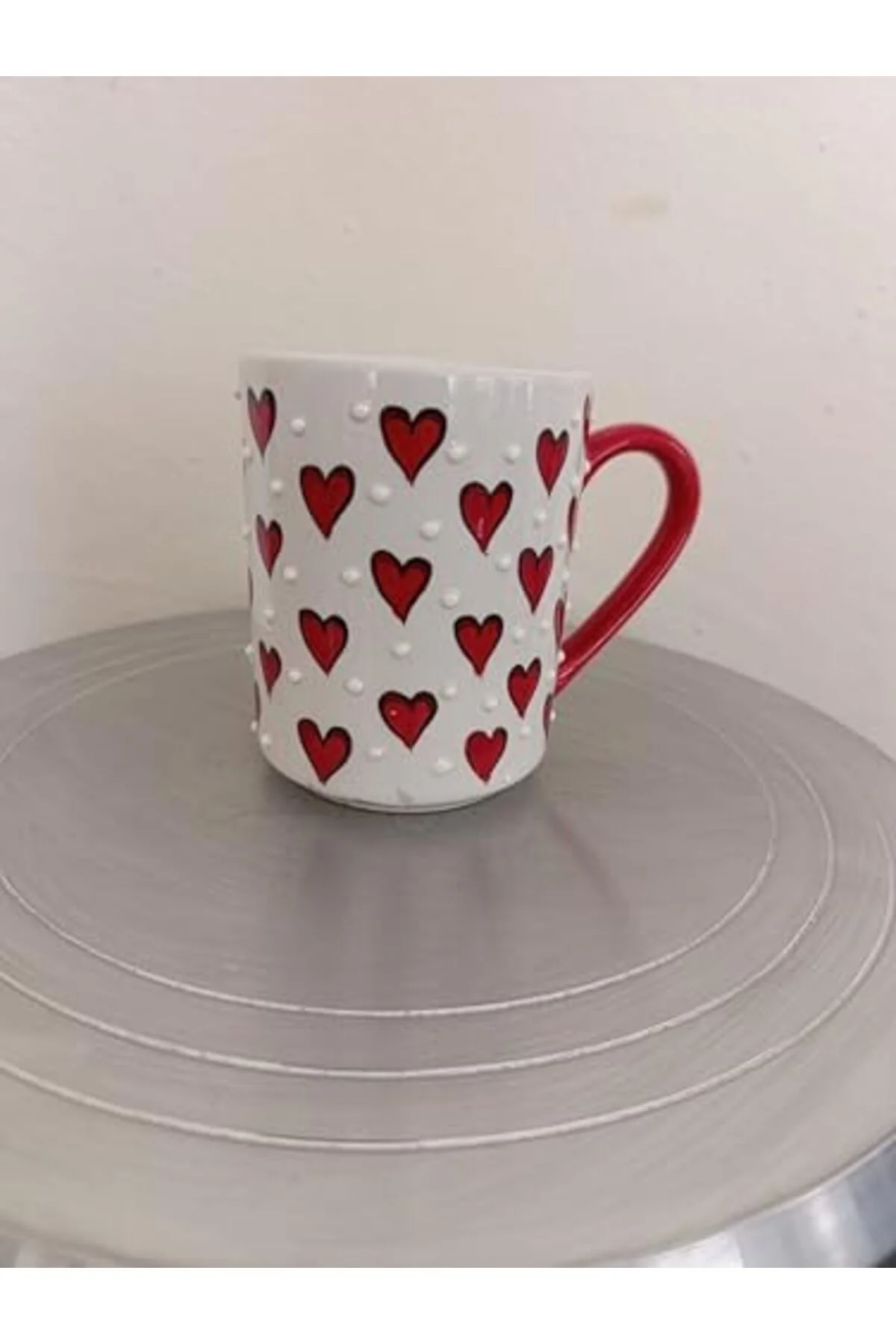 LuxShoping El yapımı kalp desenli 300ml kupa seramik bardak hand 