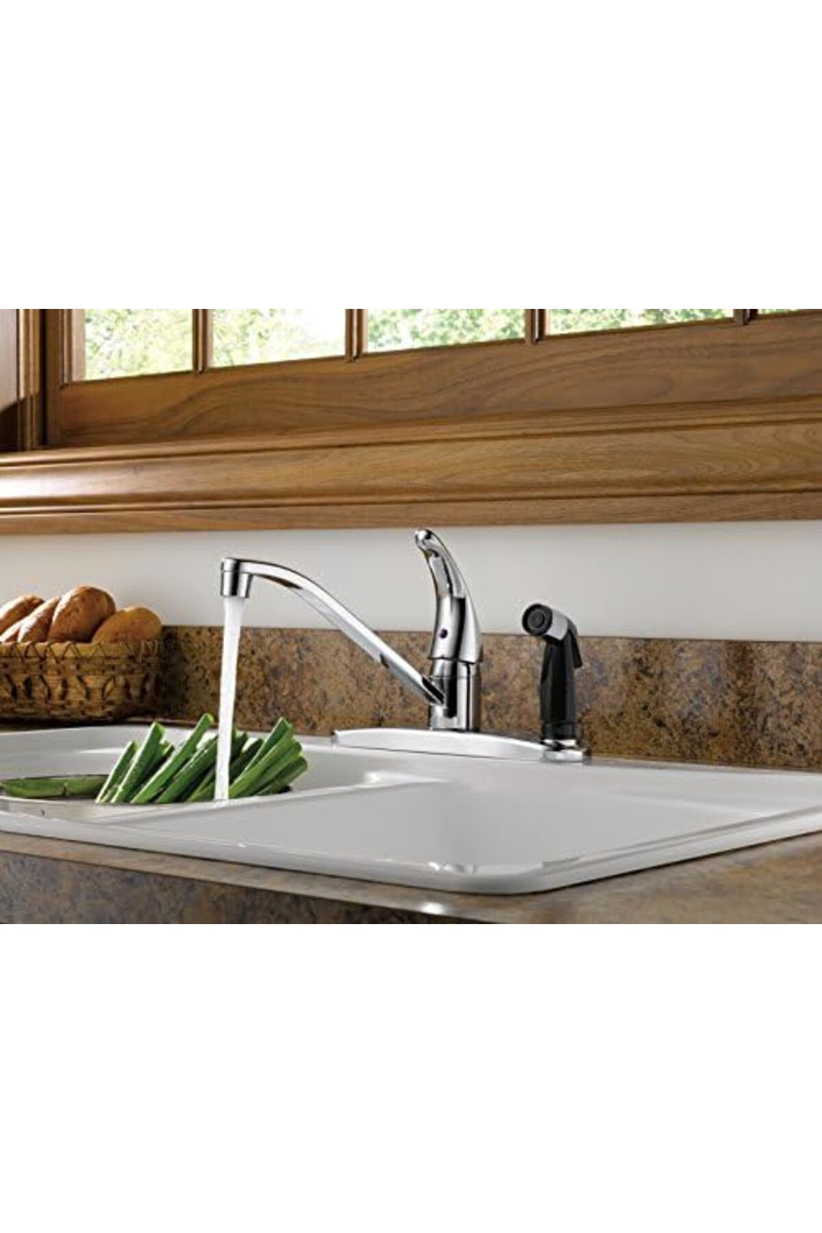 LuxShoping Entegre Yan Püskürtücülü Tek Kolu Evye Bataryası, Krom