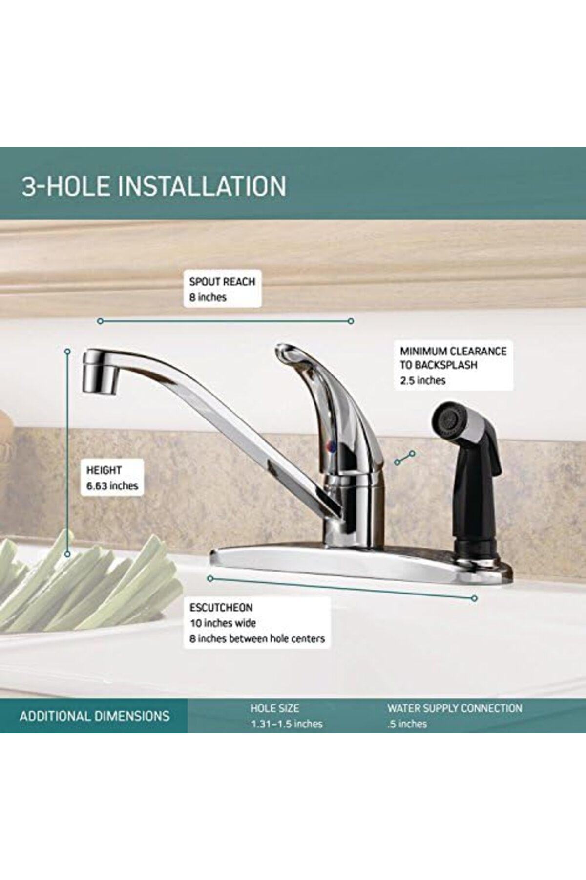 LuxShoping Entegre Yan Püskürtücülü Tek Kolu Evye Bataryası, Krom