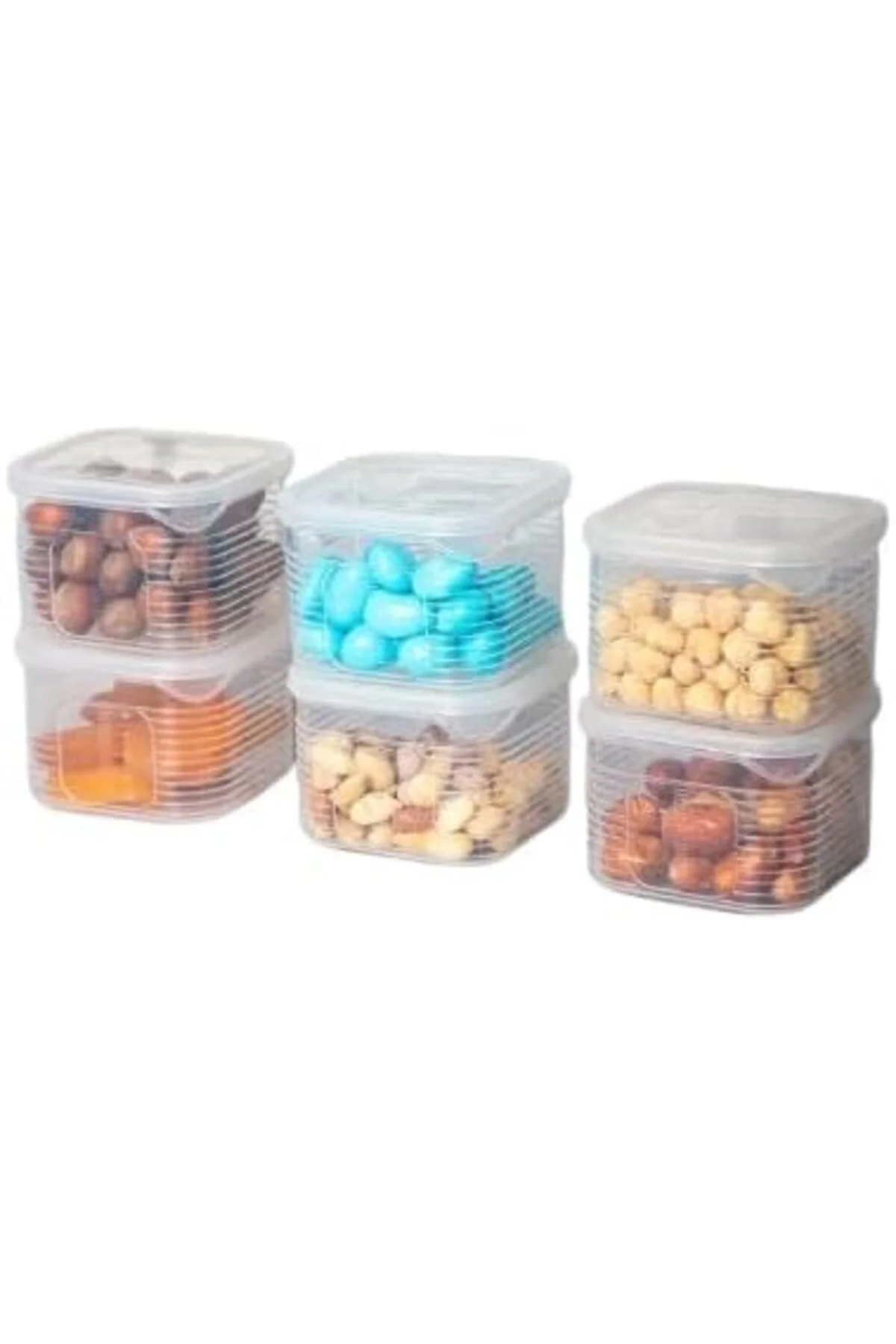LuxShoping Erzak Saklama Kabı Sızdırmaz Kapak 6'lı Set Şeffaf -(Ö LuxShoping Erzak Saklama Kabı Sızdırmaz Kapak 6'lı Set Şeffaf -(Ö