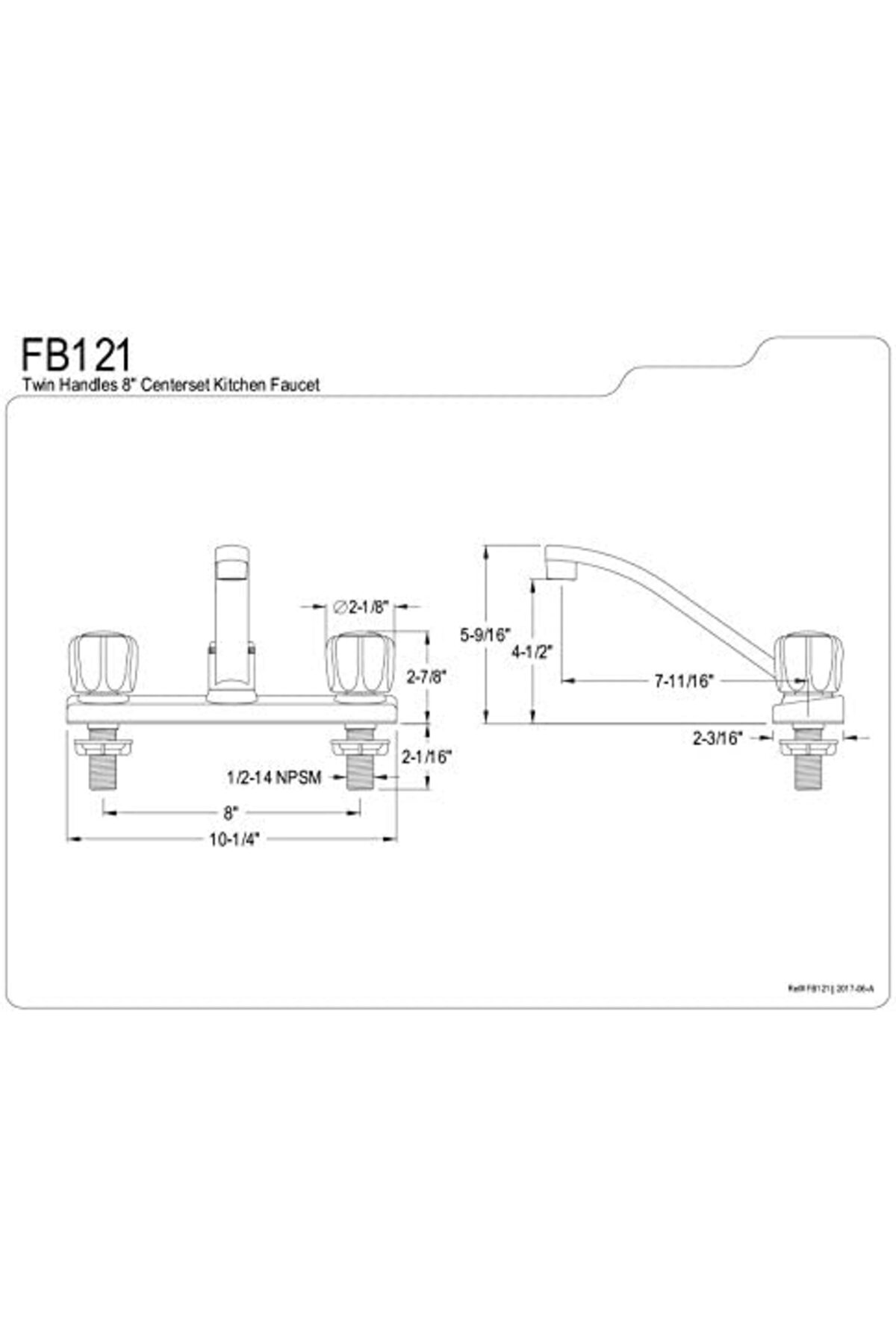 LuxShoping FB121 7-11/16-İnç Bacalı Reach Columbia 8-İnç Mutfak B