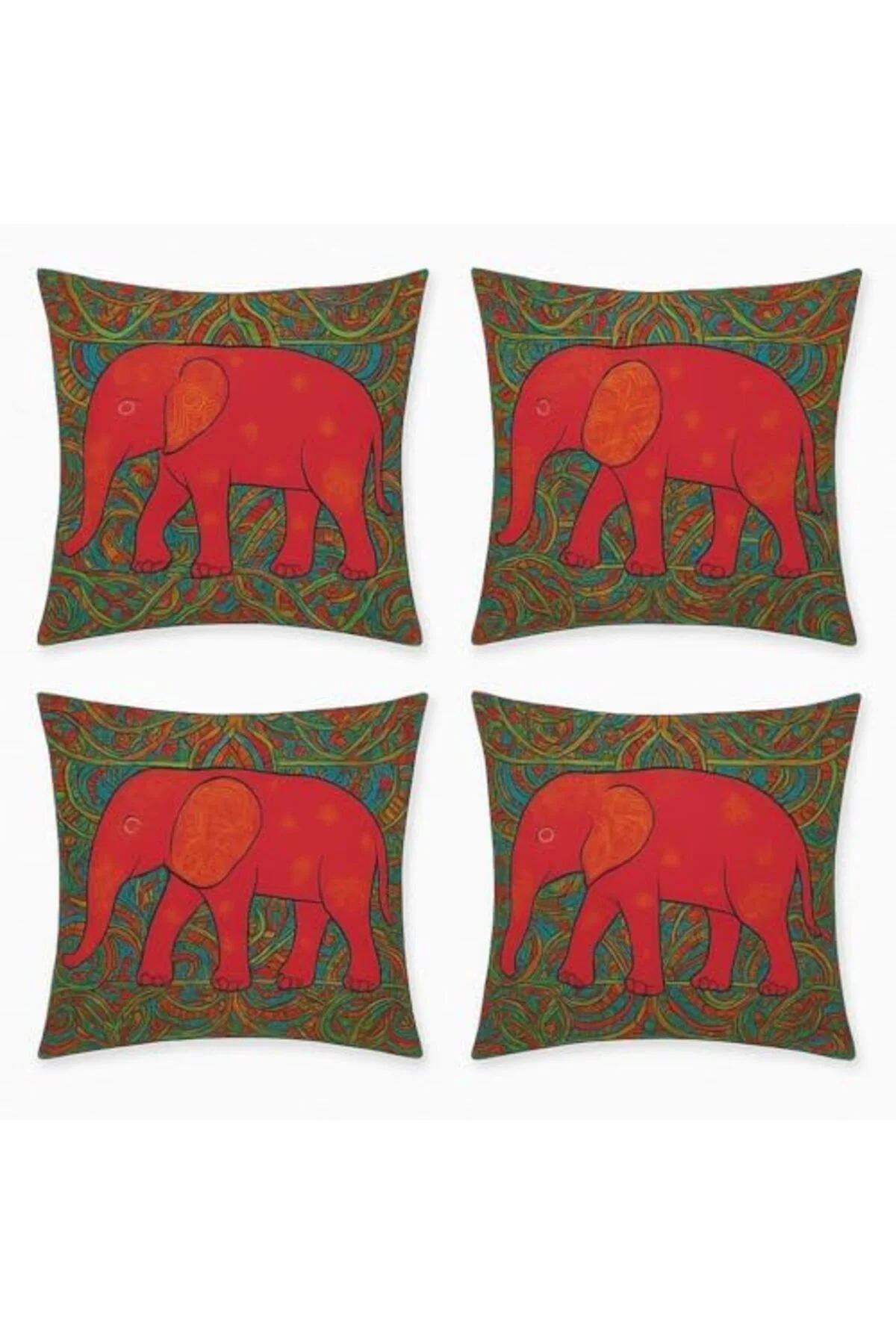 LuxShoping Fil Desenli Dekoratif Kırlent Kılıfı 45x45 cm – 4’lü S