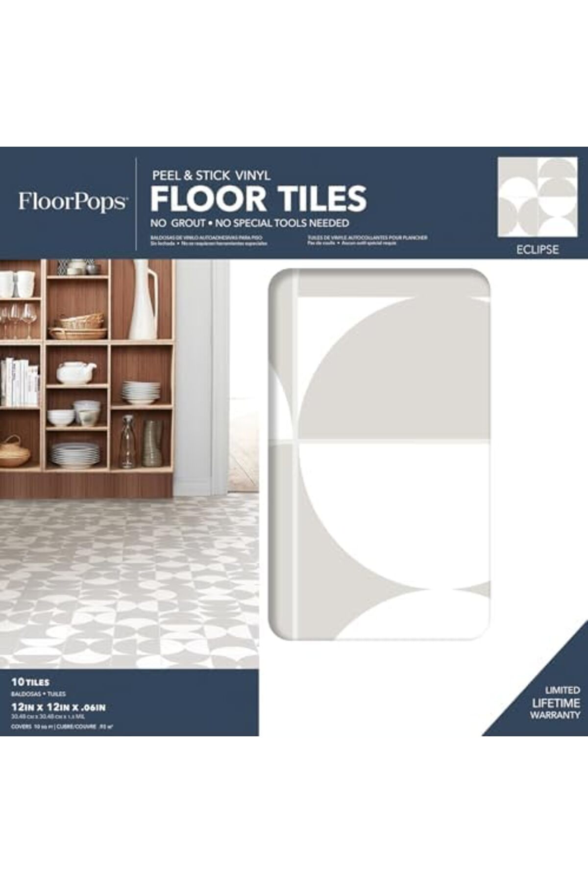 LuxShoping FP3573 Peel Stick Yer Karosu, Beyaz ve Kirli Beyaz 114