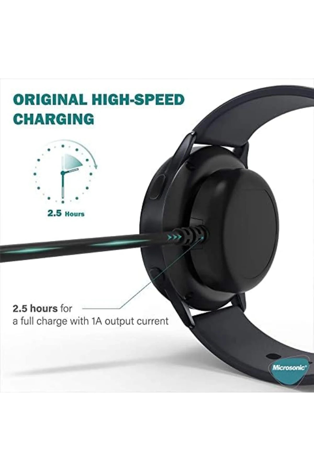 LuxShoping Galaxy 6 43mm İle Uyumlu Manyetik USB Şarj Kablosu Siy
