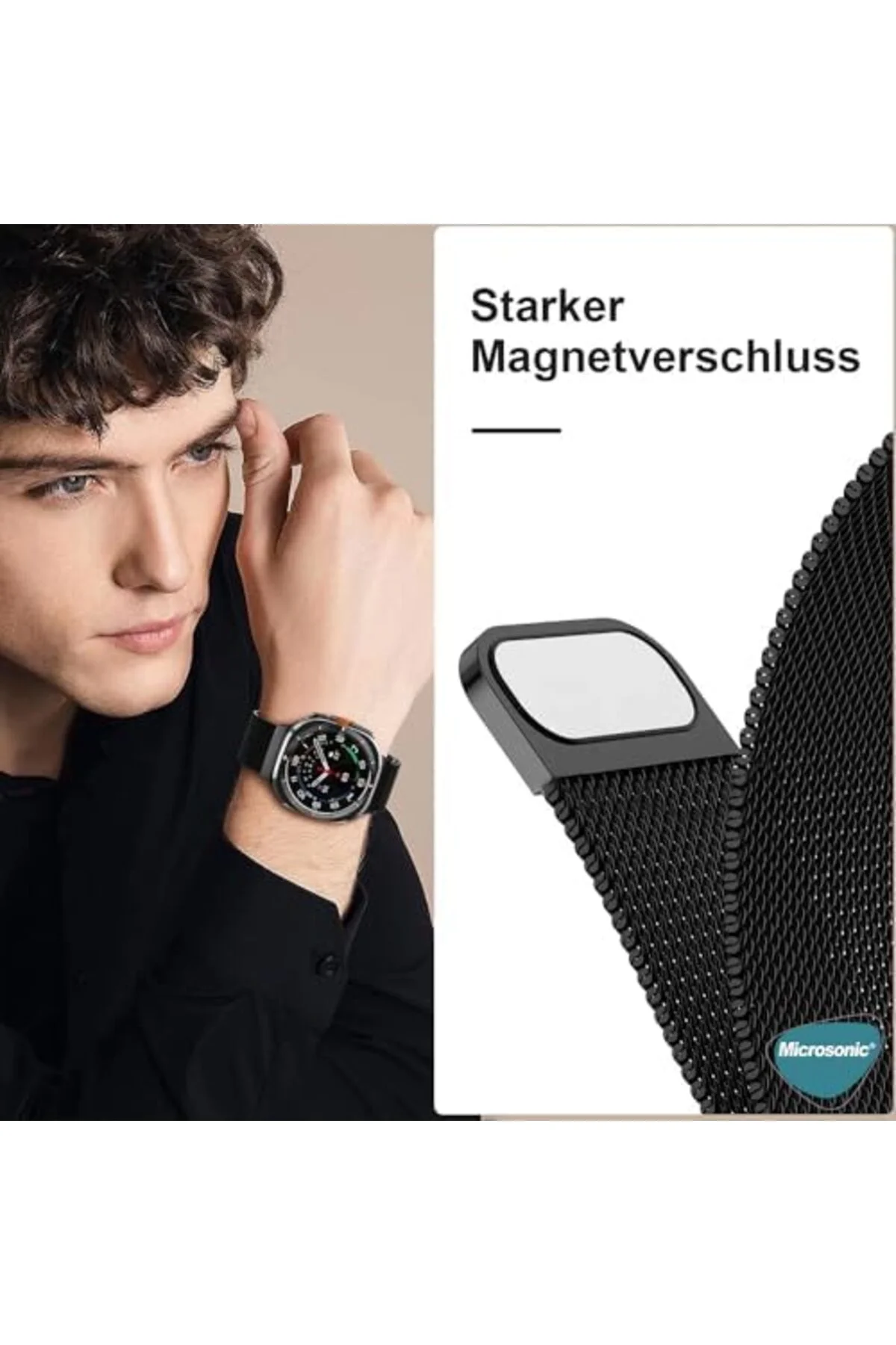 LuxShoping Galaxy 8 44mm Milanese Loop için Kordon Siyah 1142128