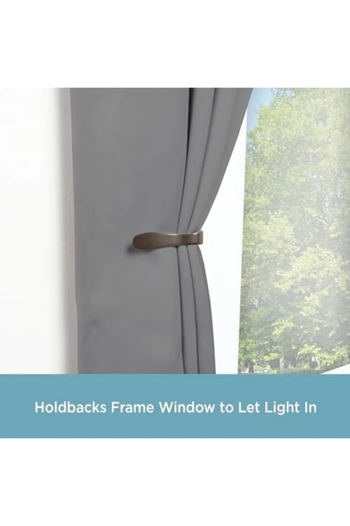 LuxShoping Galeri dekoratif perde ve perde askısı, 2'li set, koyu