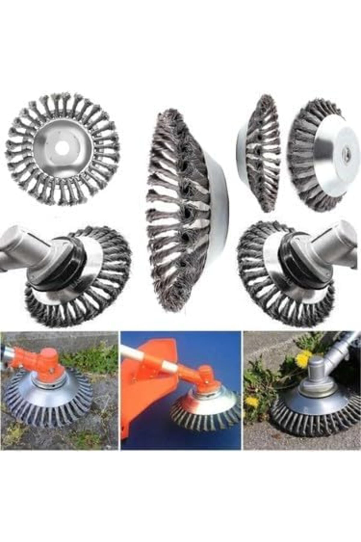 LuxShoping Genel 8 İnç Çelik Tel Fırça Seti, 3 Parça Metal Yabani