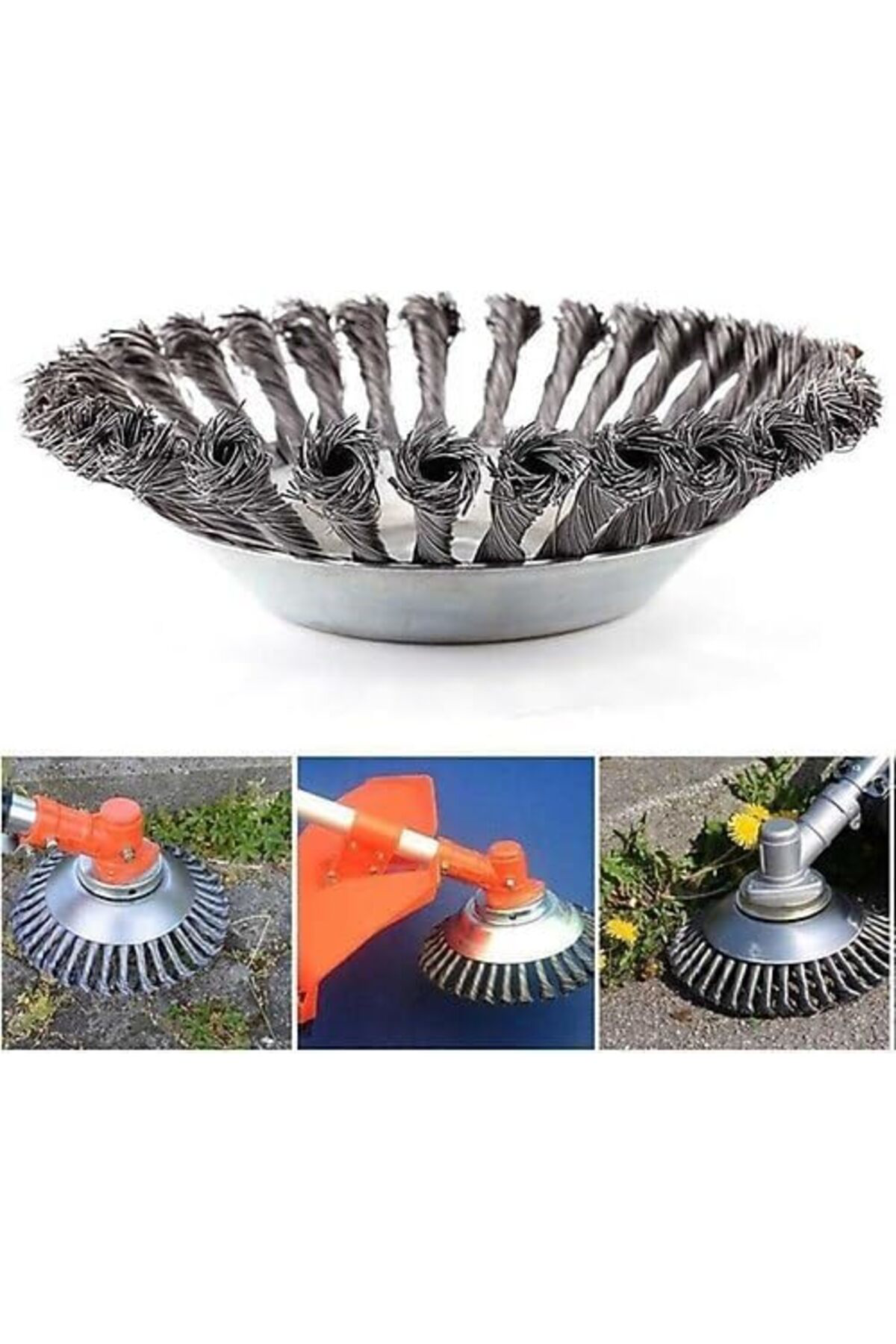 LuxShoping Genel 8 İnç Çelik Tel Fırça Seti, 3 Parça Metal Yabani