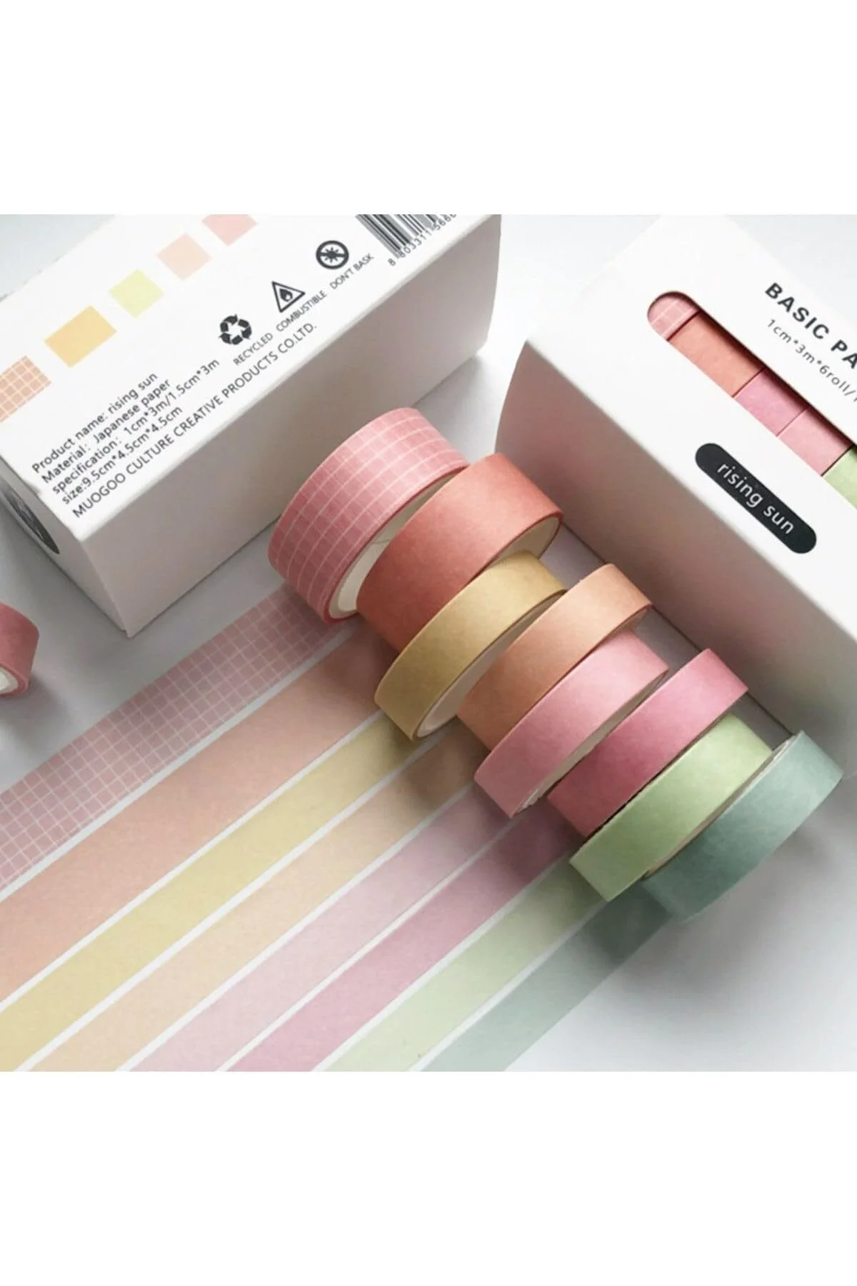 LuxShoping GUGUK Rising Sun Temalı 7 Renkli Washi Bant • Sticky 1