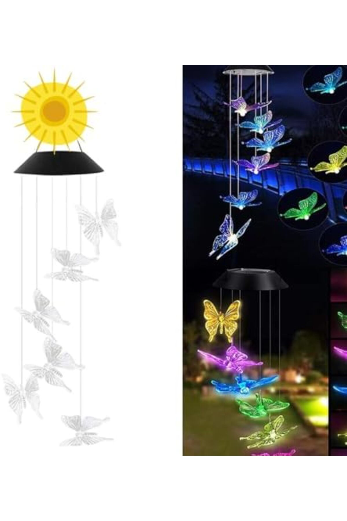 LuxShoping Güneş Enerjili Renk Geçişli Kristal Kelebek Aydınlatma