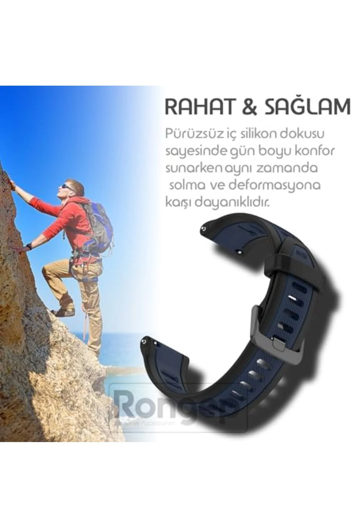 LuxShoping ile Uyumlu Sportif Tasarım Runner Loop 22mm Kordon GT5