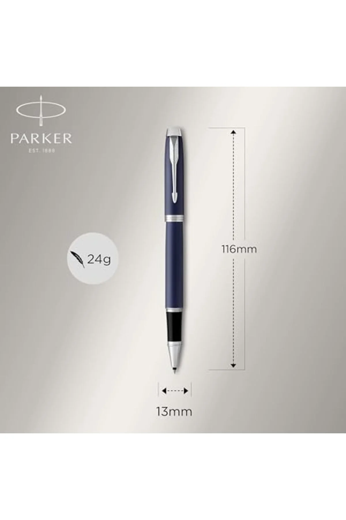 LuxShoping Im Koyu Mavi Krom Tasarımlı Roller Kalem, İnce Uç, Siy