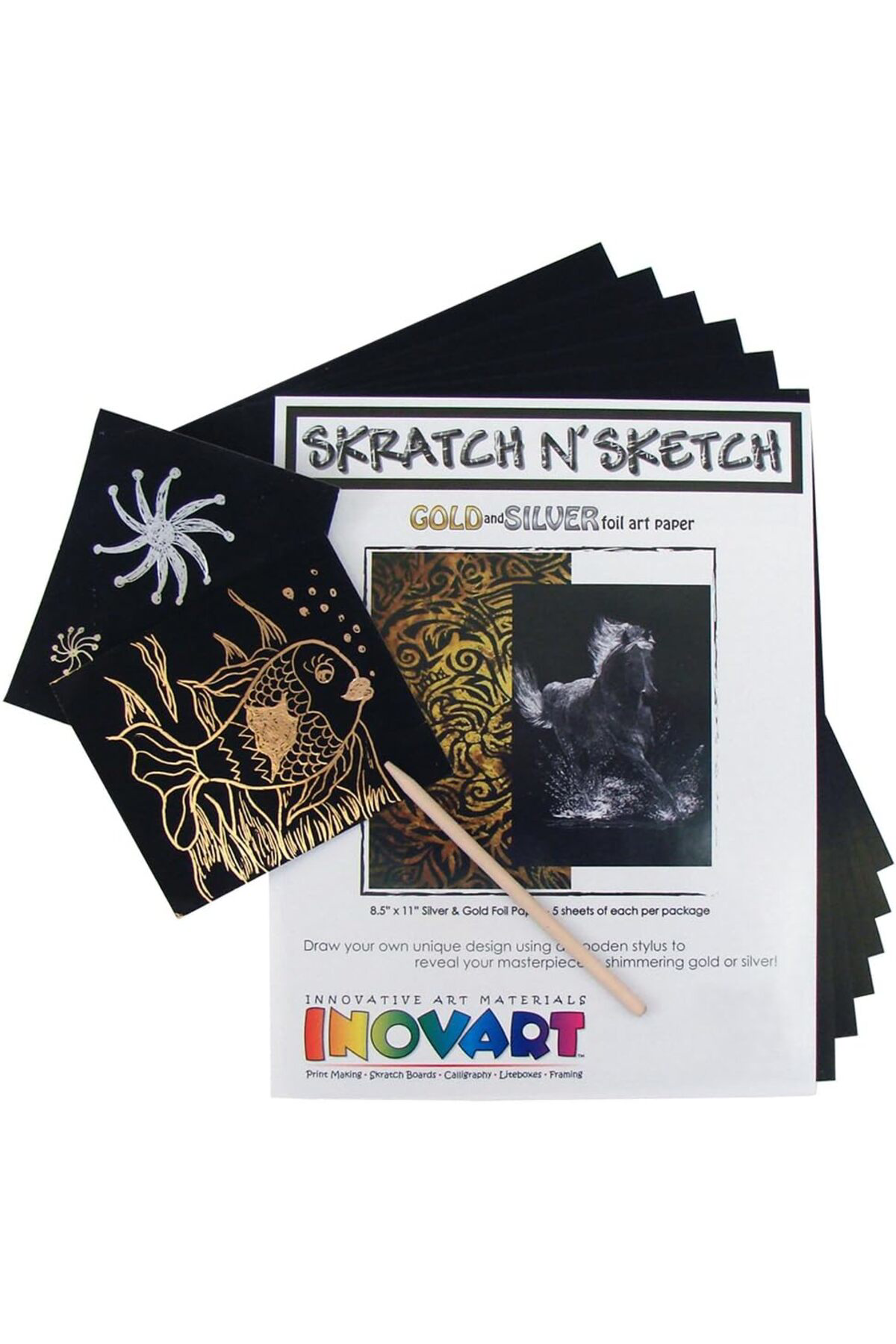 LuxShoping INOVART 1108 Kazıma Kağıdı, 21,5 cm x 27,9 cm, Çok Ren