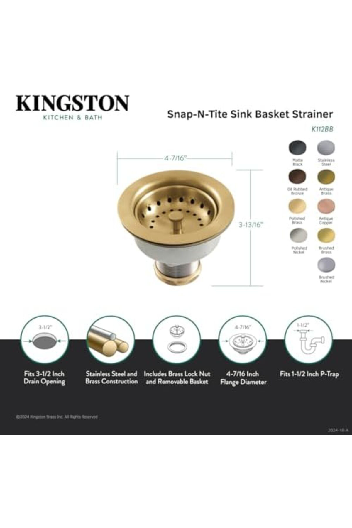 LuxShoping K112AB Tacoma Mutfak Lavabo Sepeti Süzgeç, Antik Pirin