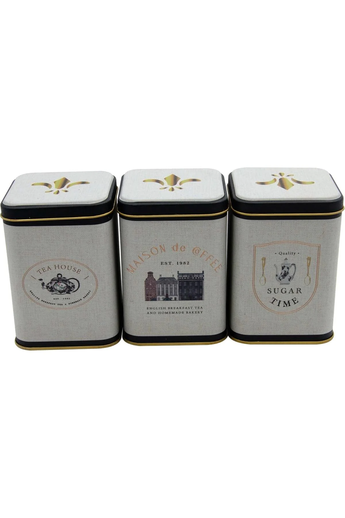 LuxShoping Kare Metal Saklama Kabı 87x87x125, 3 Lü Set, Azura (Az