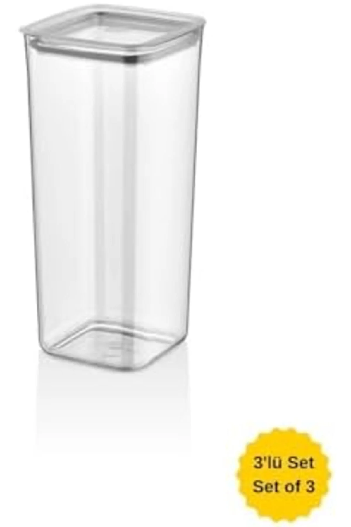 LuxShoping Kare Saklama Kabı 3 X 2 Litre, Şeffaf 1142128 LuxShoping Kare Saklama Kabı 3 X 2 Litre, Şeffaf 1142128
