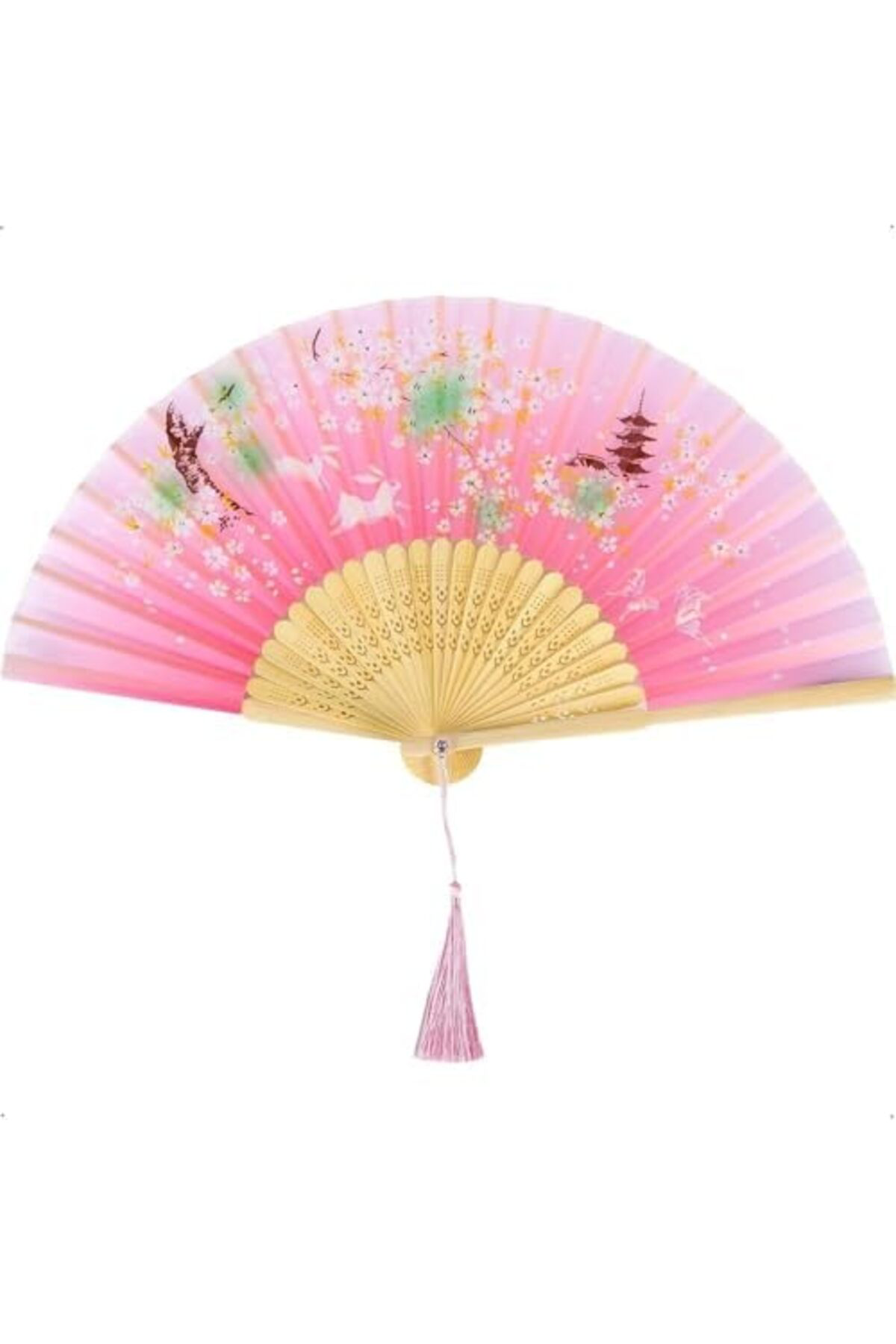 LuxShoping Katlanır vantilatör, çiçek desenli katlanabilir el van