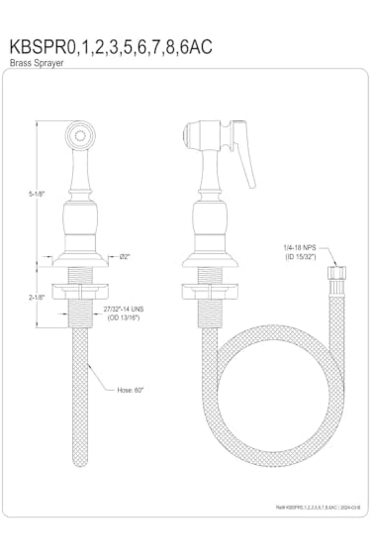 LuxShoping KBSPR0 Mutfak Bataryası Yan Püskürtücü, Mat Siyah, 12,
