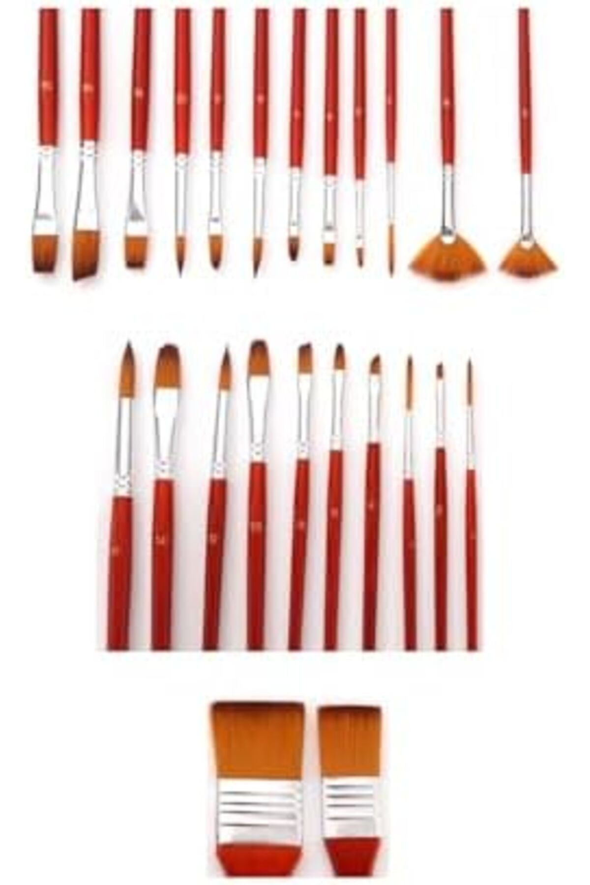 LuxShoping Kırmızı 24 Parçalı Profesyonel Sanat Fırça Seti Çantal