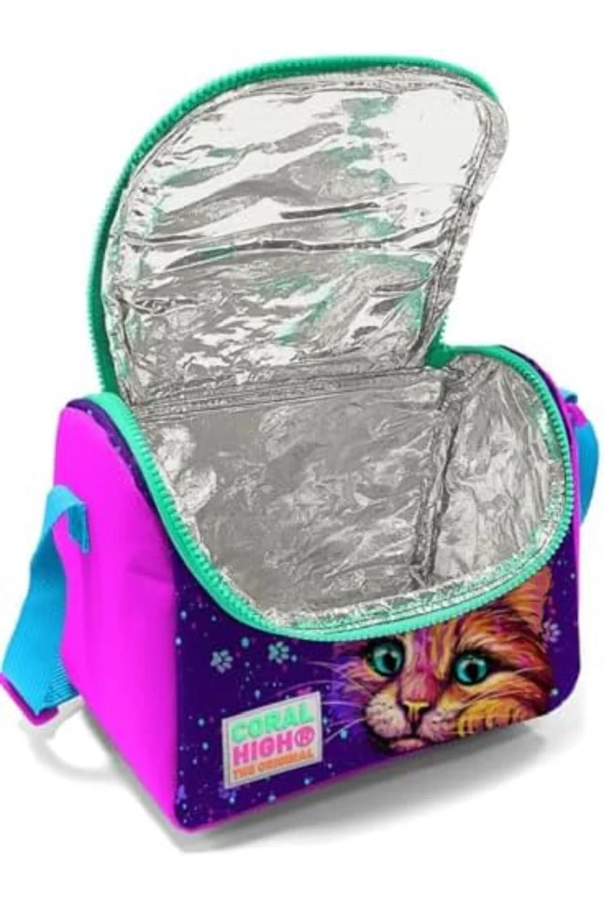 LuxShoping Kız Çocuk Pembe Mor Kediler Okul Beslenme Çantası - Th