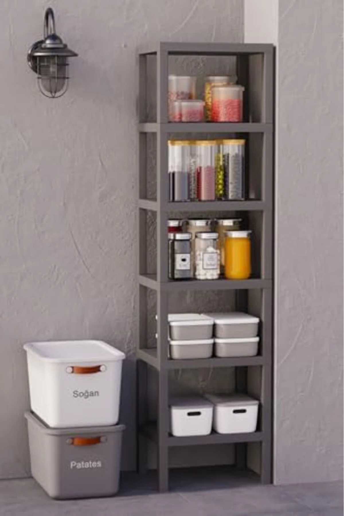 LuxShoping Life 6 Katlı Plastik Gri Banyo Mutfak Rafı MIT1046 114