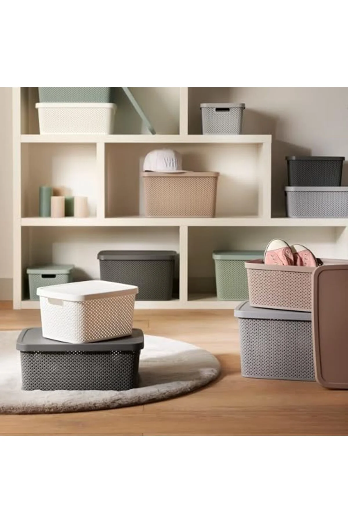 LuxShoping Life Serisi Saklama Kutusu 13 Litre – Desenli Kapaklı,