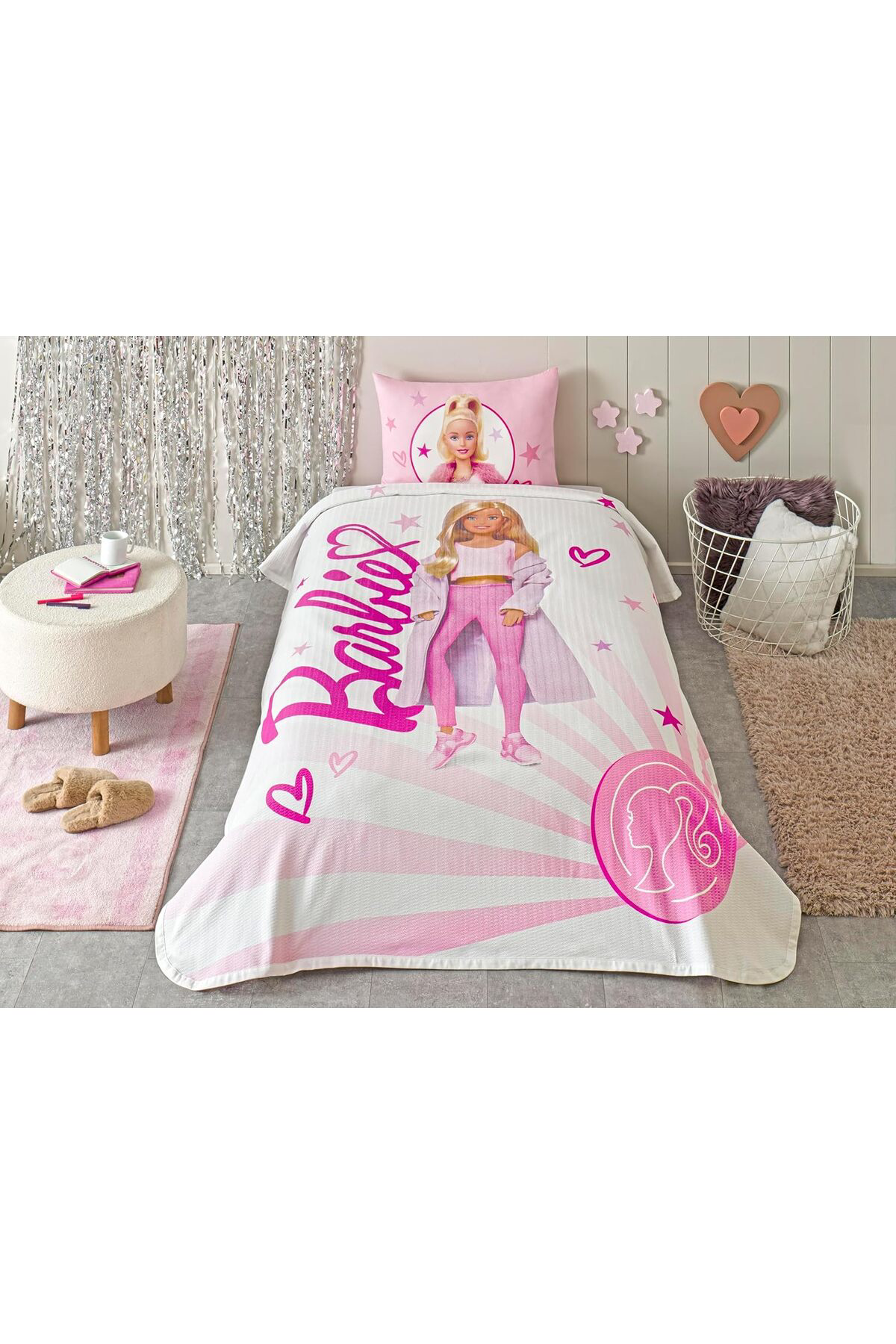 LuxShoping Light Standart Pamuk Nevresim Takımı, Pembe, Tek Kişil