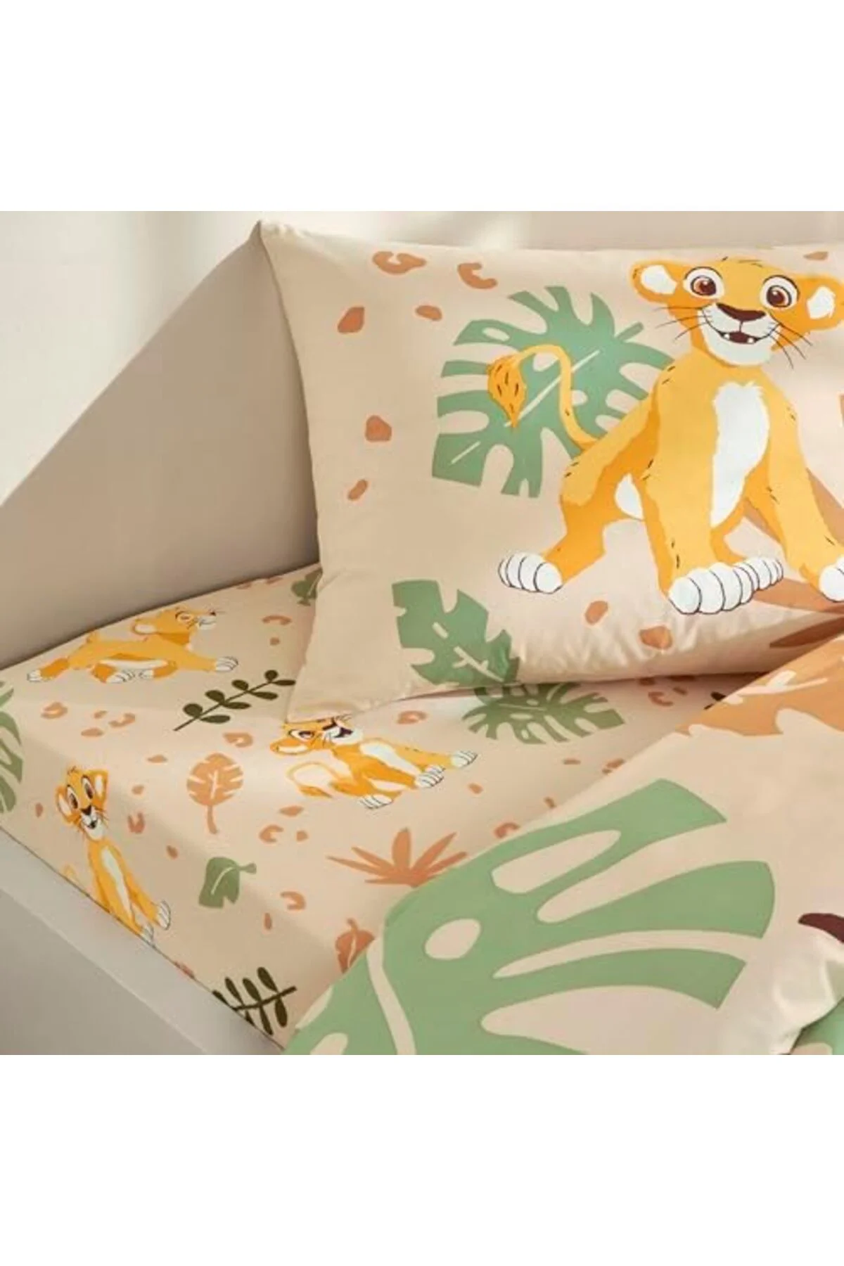 LuxShoping Lion Standart Pamuk Nevresim Takımı, Yeşil, Tek Kişili