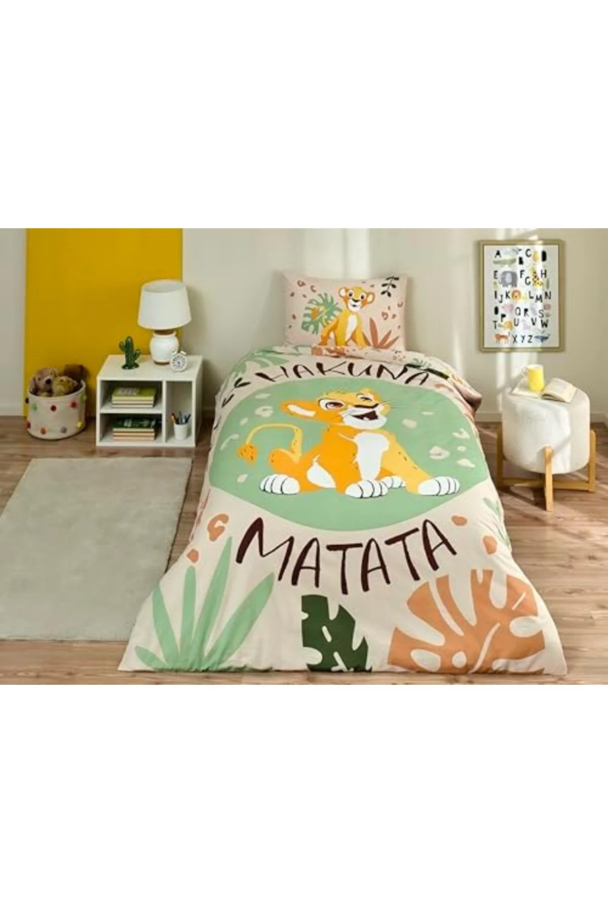 LuxShoping Lion Standart Pamuk Nevresim Takımı, Yeşil, Tek Kişili