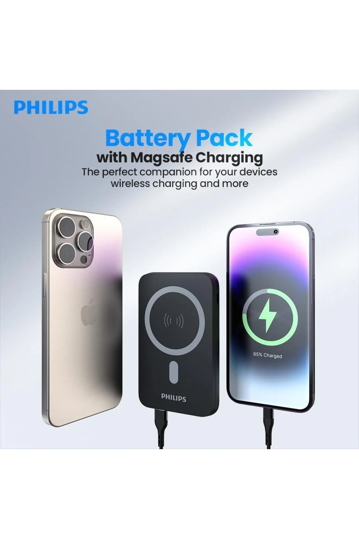LuxShoping MagSafe İle Uyumlu Kablosuz Powerbank, 5000 mAh, Taşın