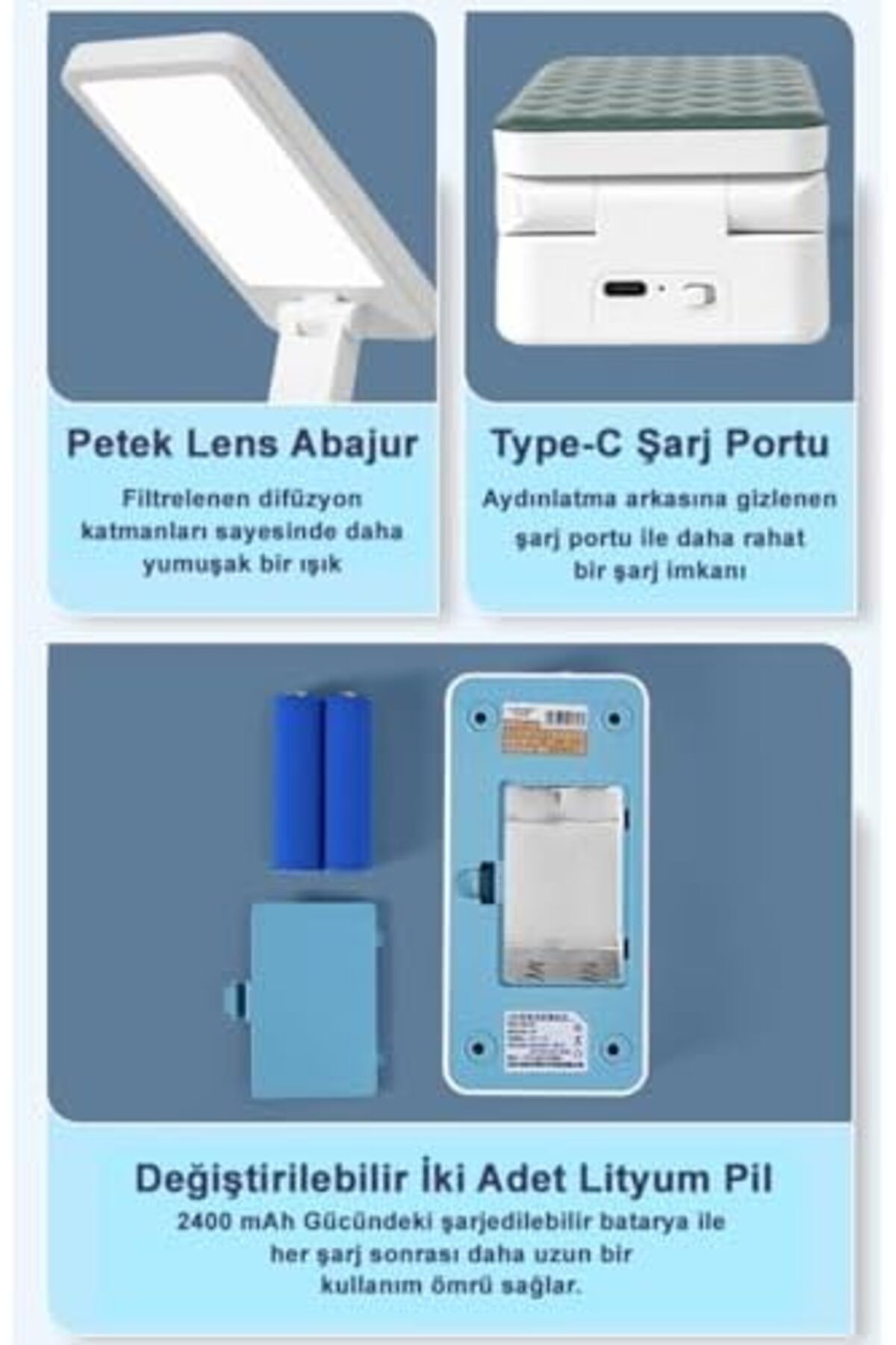 LuxShoping Masaüstü Şarjlı Katlanabilir Portatif LED Aydınlatma/G LuxShoping Masaüstü Şarjlı Katlanabilir Portatif LED Aydınlatma/G