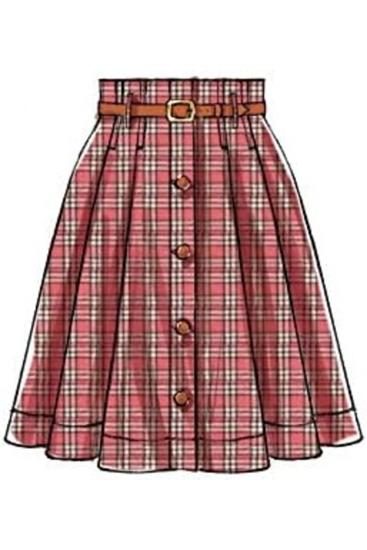 LuxShoping McCall's Pattern Kadın Diz Boyu Pileli Etek, Bedenler 