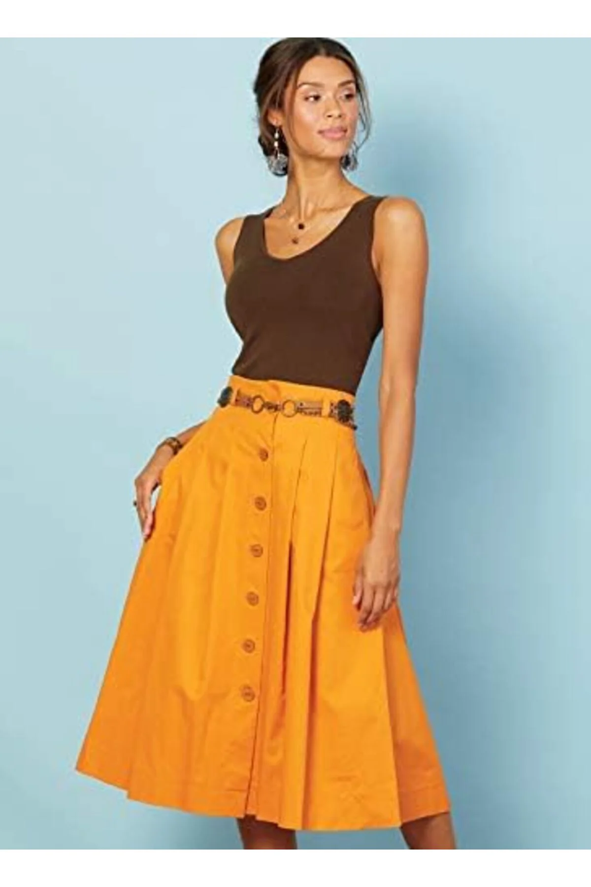 LuxShoping McCall's Pattern Kadın Diz Boyu Pileli Etek, Bedenler 